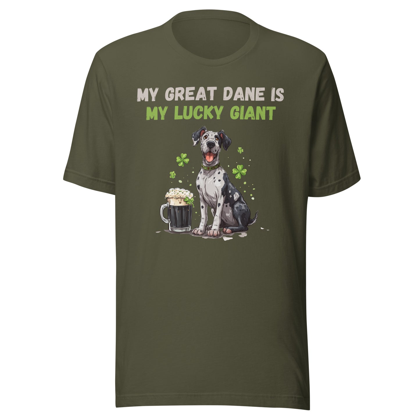 Funny Great Dane beer shamrock t-shirt - Military green
