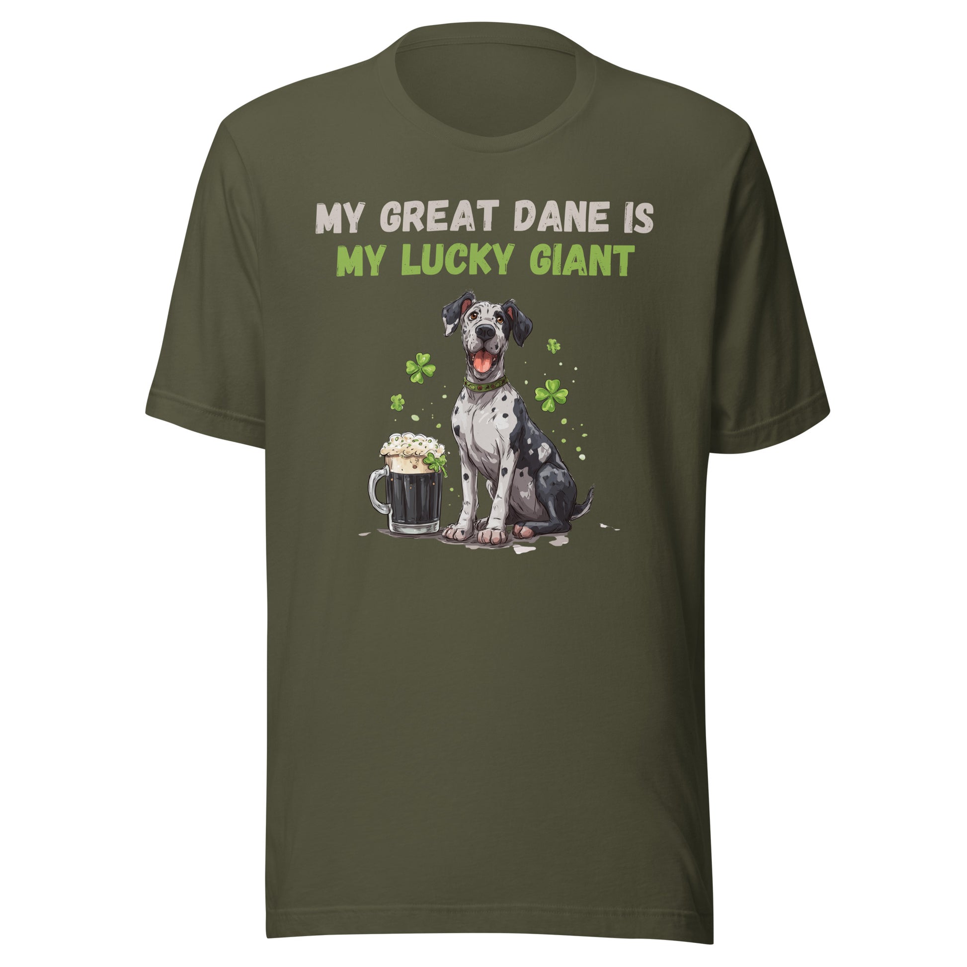 Funny Great Dane beer shamrock t-shirt - Military green